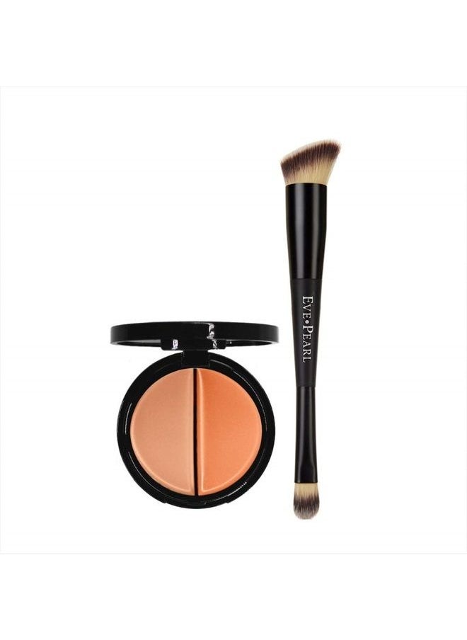 EVE PEARL Dual Salmon Concealer And 202 Concealer Blender Brush Full Coverage Under Brighten Eye Pro Concealer Brush Set Makeup Kit (Tan)  - Image 1