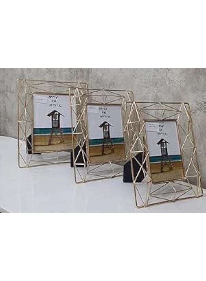 Decorhills Geometry Design Gold Frame Photo Frame - Elegant Home Decor and Memorable Gift (AF-10) (4x6) 