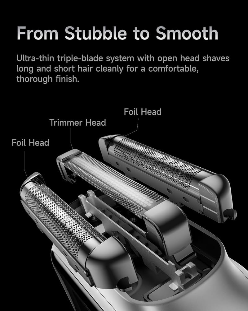 Laifen P3 Pro 3-Blade Electric Shaver, Dual Linear High-Speed Motors 12,000 Cuts/Min, 100-Min Runtime, IPX7 Waterproof, Rechargeable Electric Razor for Men, Travel-Friendly (Aluminum Alloy) - Image 3