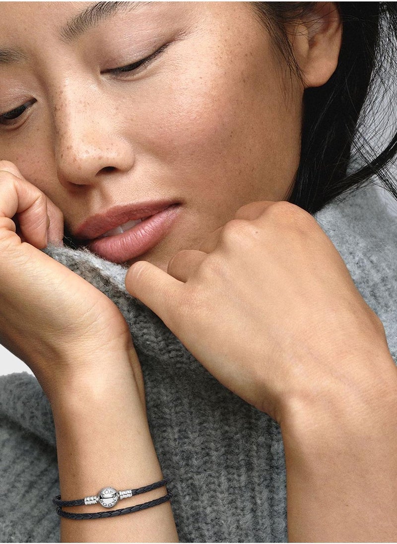 Pandora Moments Double Black Leather Bracelet - Image 1