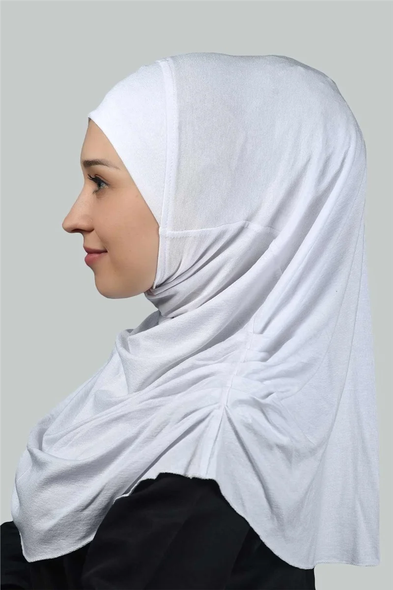 التوبة Ready-made Turban Gathered Pleated Practical Scarf Hijab Hijab - Prayer Cover - White