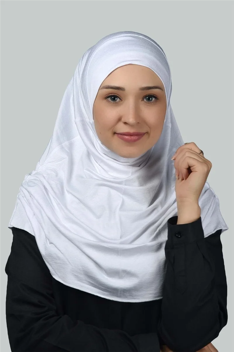 التوبة Ready-made Turban Gathered Pleated Practical Scarf Hijab Hijab - Prayer Cover - White