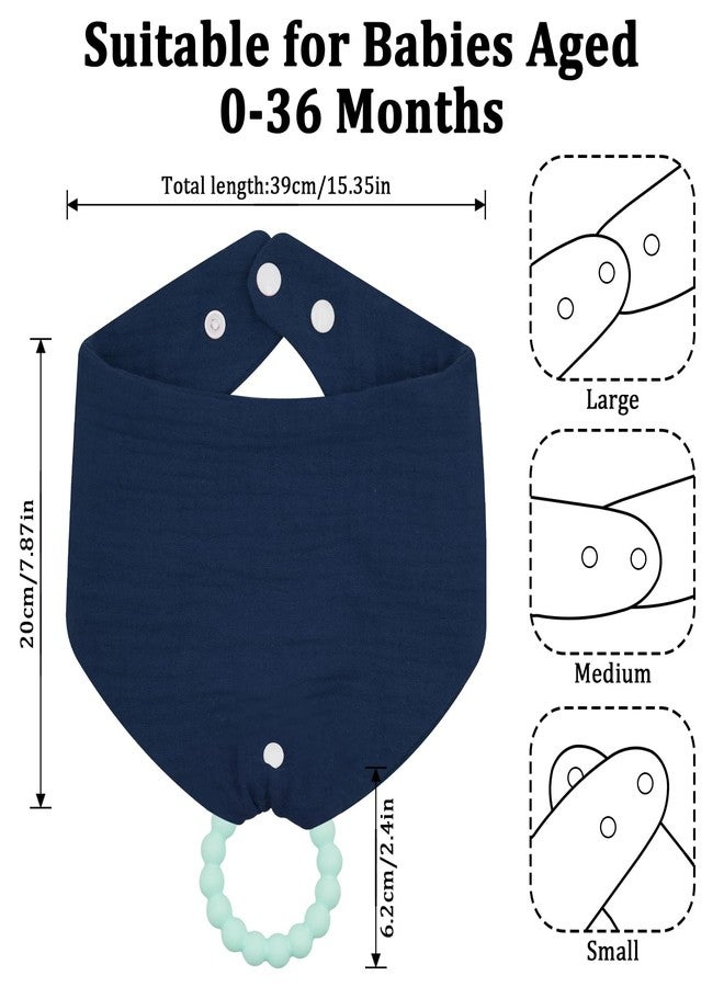 CUXFLS 6-Pack Baby Bandana Drool Bibs & Teething Toys, 100% Organic Cotton, Absorbent Soft Unisex for 0-24 Months, Safety Material Silicone Teethers for Newborns and Toddlers-Style 6 - Image 3