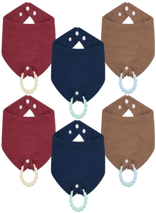 CUXFLS 6-Pack Baby Bandana Drool Bibs & Teething Toys, 100% Organic Cotton, Absorbent Soft Unisex for 0-24 Months, Safety Material Silicone Teethers for Newborns and Toddlers-Style 6 - Image 1