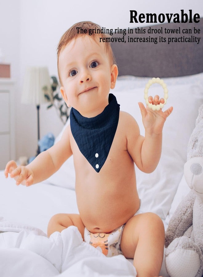 CUXFLS 6-Pack Baby Bandana Drool Bibs & Teething Toys, 100% Organic Cotton, Absorbent Soft Unisex for 0-24 Months, Safety Material Silicone Teethers for Newborns and Toddlers-Style 6 - Image 5