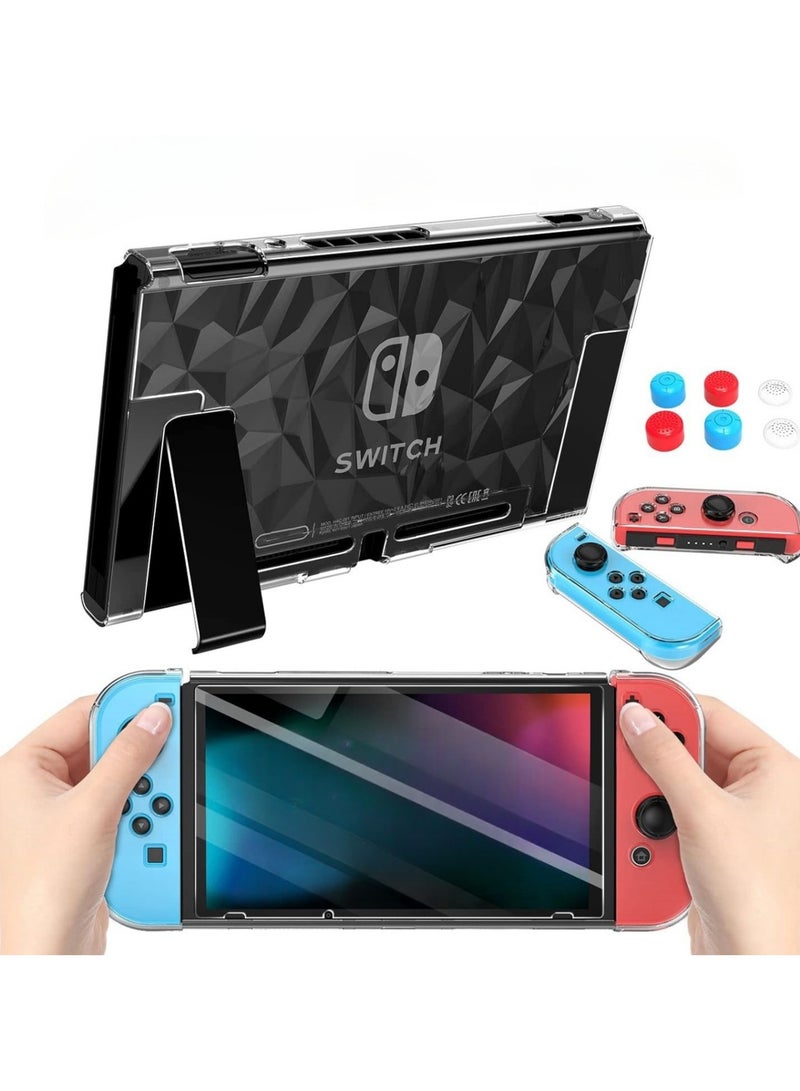 general Switch NS Protection Kit Slim Direct-Plug TV Dock + Tempered Glass Screen Protector + Red/Blue Joystick Caps (2 Pairs) Transparent PC Protective Accessories - Image 3