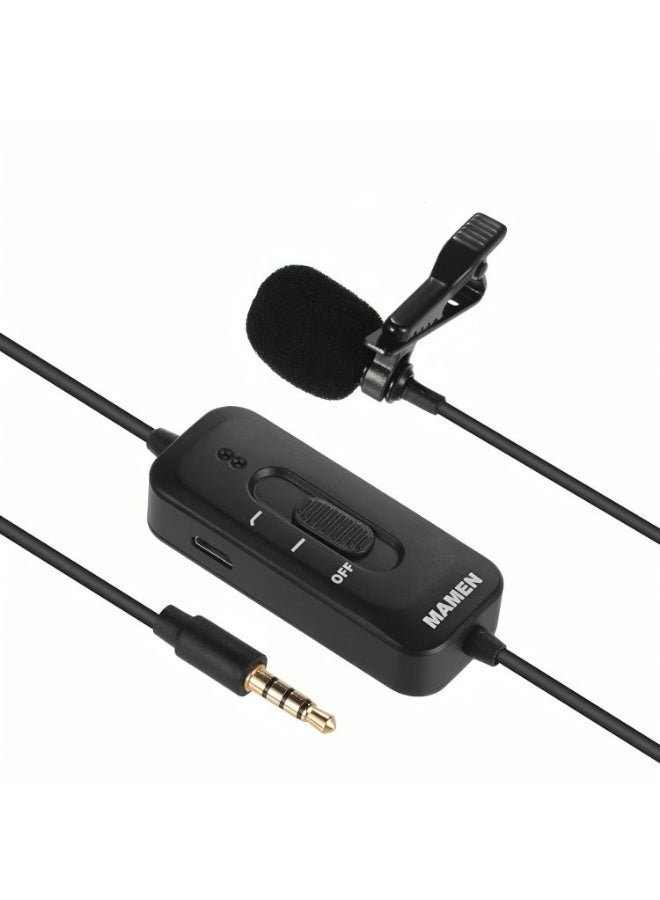 Mamen Professional Lavalier Microphone with 3.5mm TRS Connector, Omnidirectional Clip-On Condenser Microphone for DSLR Cameras, Smartphones, Audio Recorders, Interviews, Podcasting, Vlogging, Live Streaming and Content Creation - Image 1