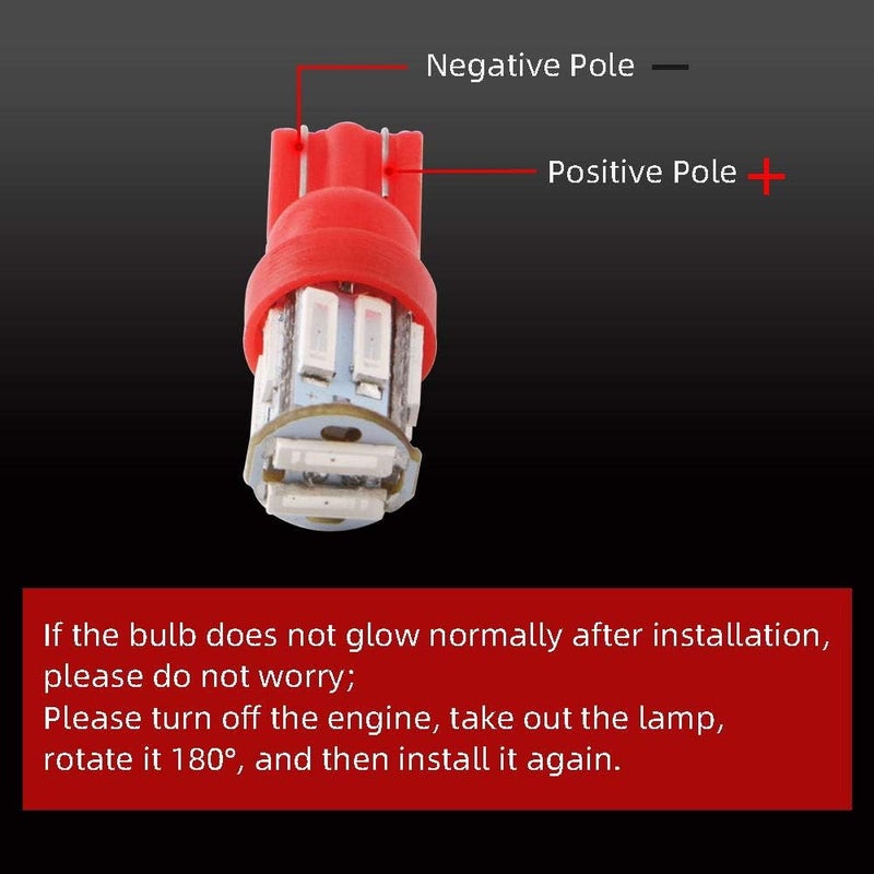 Grandview Red T10 LED Bulbs 10-Pack - Image 5