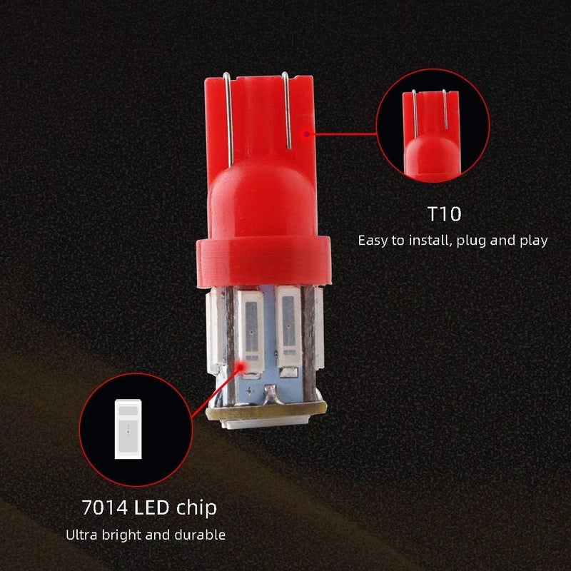 Grandview Red T10 LED Bulbs 10-Pack - Image 4