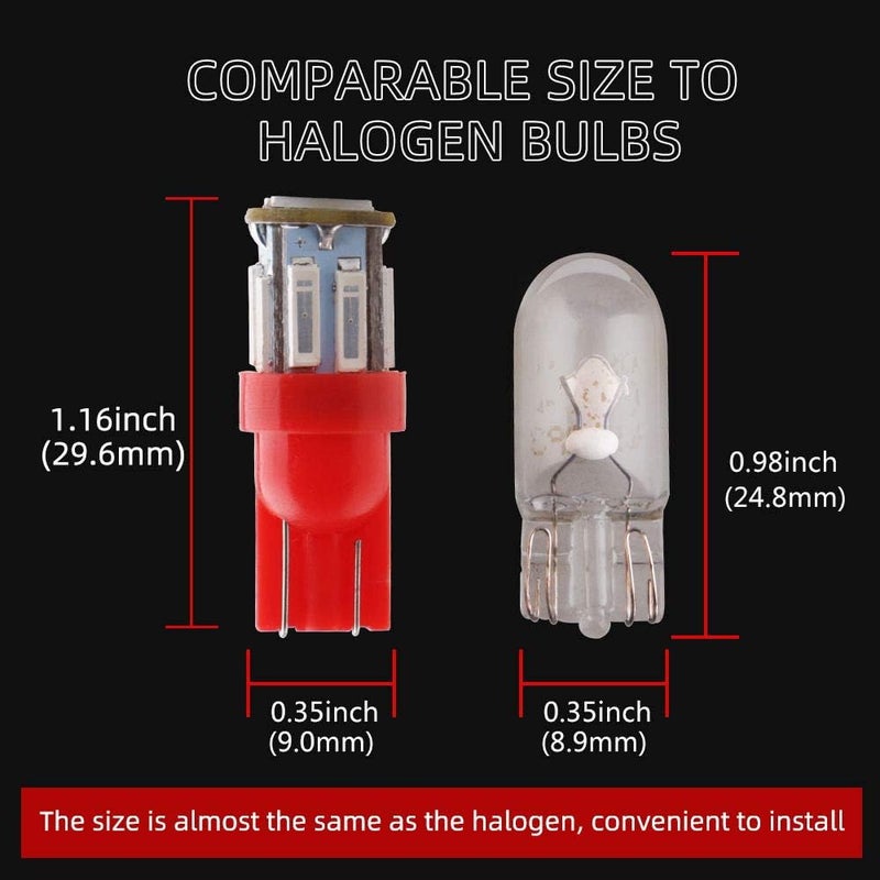 Grandview Red T10 LED Bulbs 10-Pack - Image 2