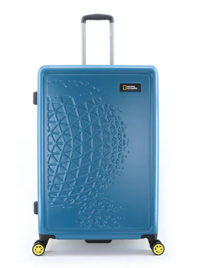 NATIONAL GEOGRAPHIC National Geographic Globe ABS Hard Shell Large Check-In Suitcase Blue, Durable Lightweight Travel Luggage, 4 Double Wheel Trolley Bag with TSA Combination Lock (71 cm/28 Inch).