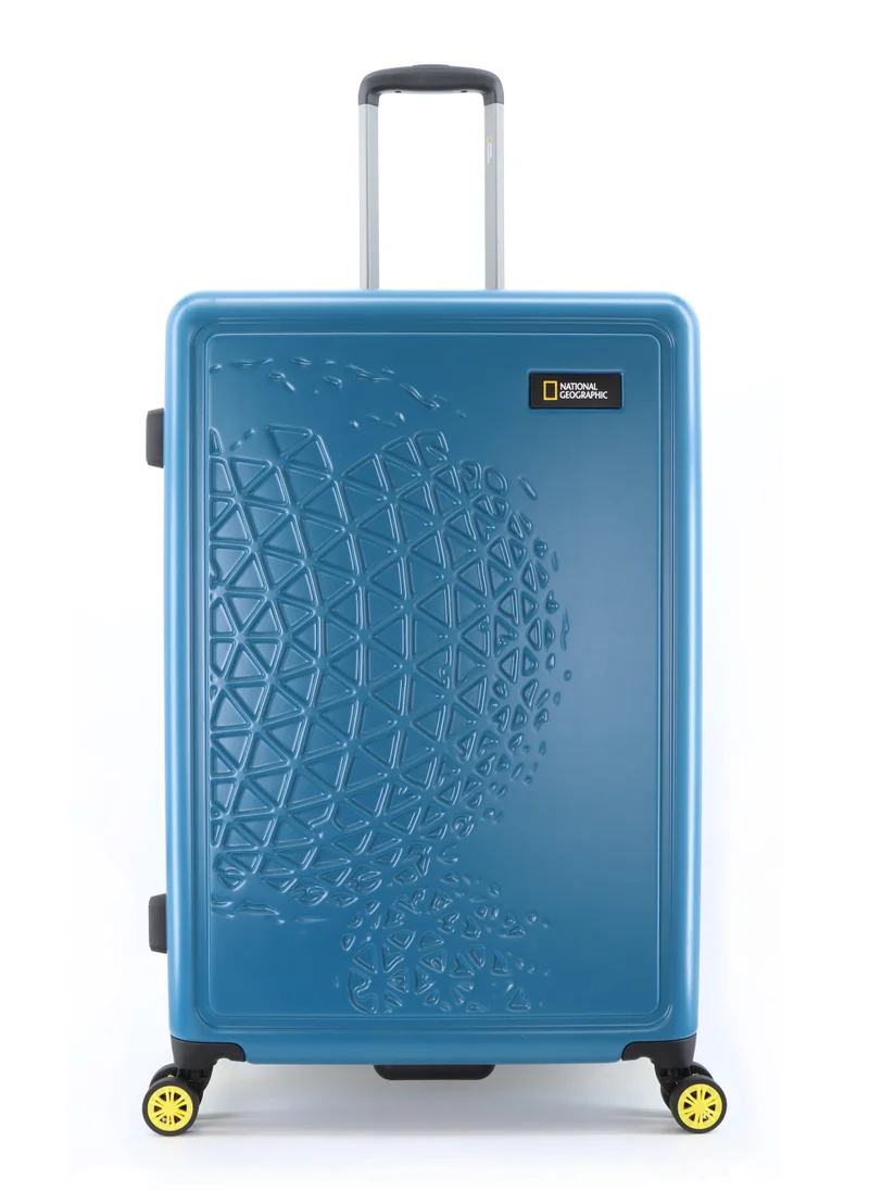 ناشيونال چيوغرافيك National Geographic Globe ABS Hard Shell Large Check-In Suitcase Blue, Durable Lightweight Travel Luggage, 4 Double Wheel Trolley Bag with TSA Combination Lock (71 cm/28 Inch).