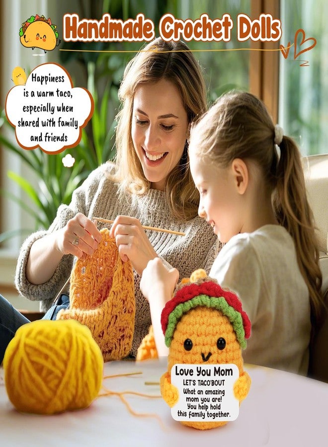 LuoHere Mom Birthday Gifts from Daughter Son - Funny Mothers Birthday Day Gift I Love You Best Mom Ever New Single Bonus Step Mama Christmas Easter Stuffer Small Handmade Crochet Taco - Image 5