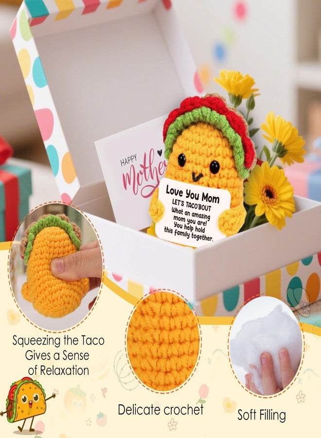 LuoHere Mom Birthday Gifts from Daughter Son - Funny Mothers Birthday Day Gift I Love You Best Mom Ever New Single Bonus Step Mama Christmas Easter Stuffer Small Handmade Crochet Taco - Image 4