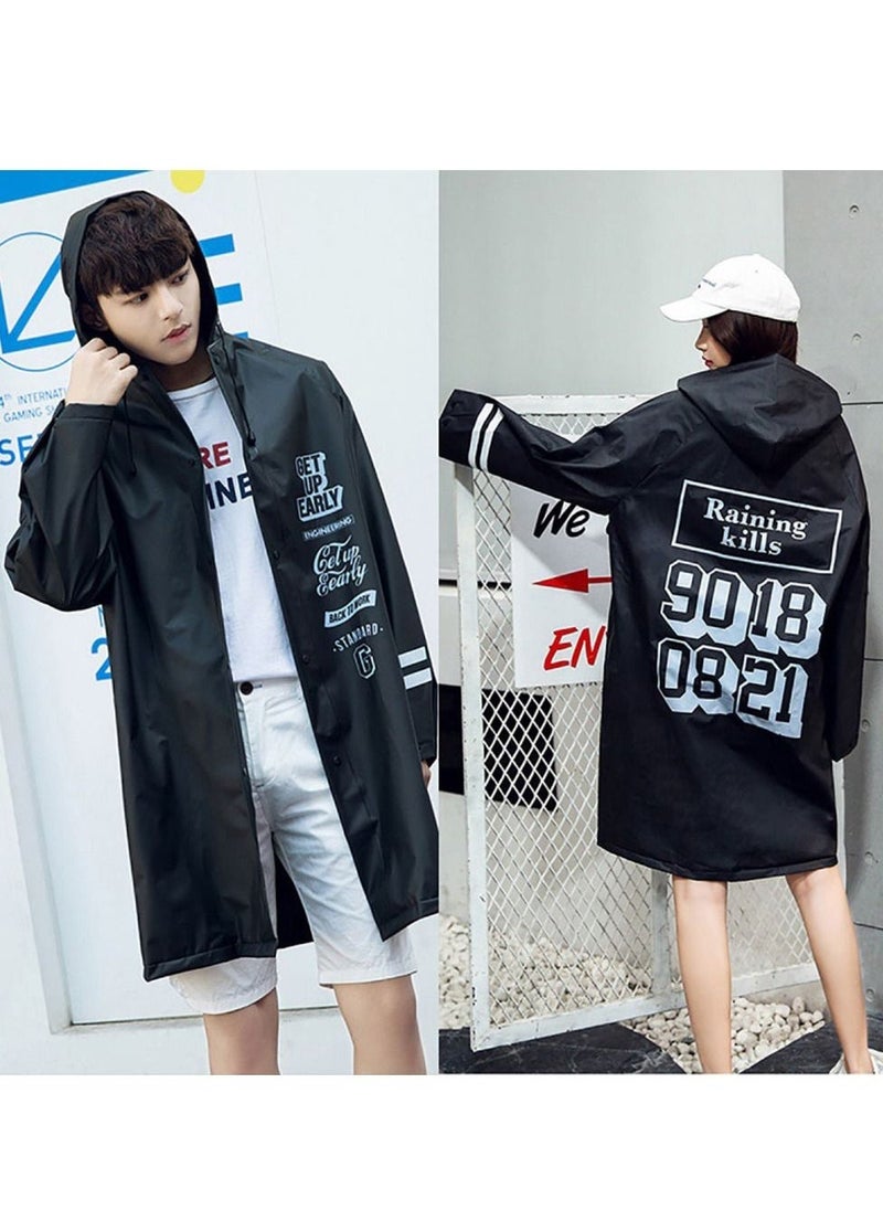 SYOSI Rain Ponchos Raincoat for Adults Reusable Fashion Hooded Waterproof Rain Poncho EVA Rain coat Jacket Long Rain Cape for Outdoor for Men Women - Image 2