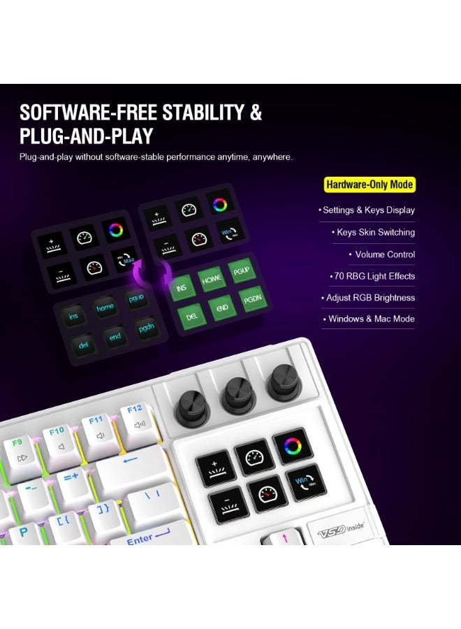 K1 Pro Macro Keyboard, Wired Only Full-Key Programmable On-Board Keypad, Custom Gaming Streaming Mechanical Keyboards with Screen & Knob, Gasket, RGB Backlit, Hot Swappable Shortcut Pad - Image 5