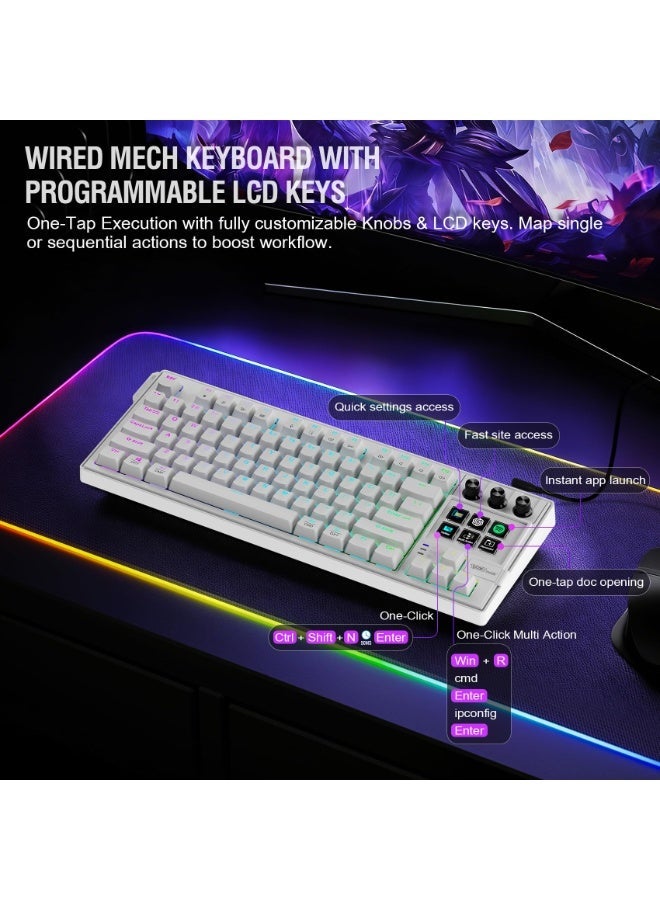 K1 Pro Macro Keyboard, Wired Only Full-Key Programmable On-Board Keypad, Custom Gaming Streaming Mechanical Keyboards with Screen & Knob, Gasket, RGB Backlit, Hot Swappable Shortcut Pad - Image 2