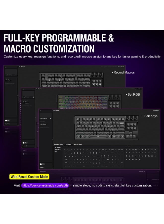 K1 Pro Macro Keyboard, Wired Only Full-Key Programmable On-Board Keypad, Custom Gaming Streaming Mechanical Keyboards with Screen & Knob, Gasket, RGB Backlit, Hot Swappable Shortcut Pad - Image 4