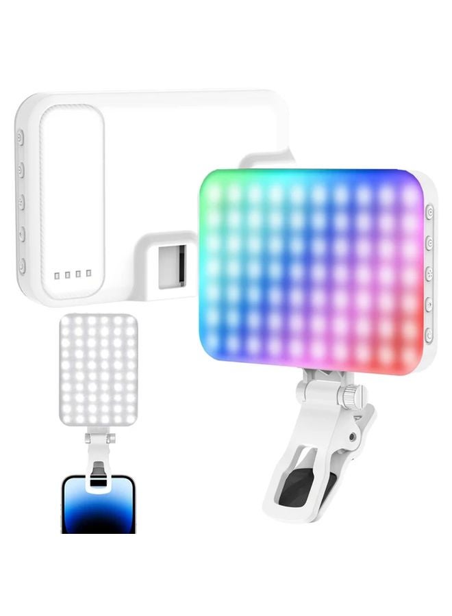 Colorful White Portable 60 LED Selfie Light 2200mAh Rechargeable Battery Clip On Design CRI 97 Three Lighting Modes For Photography Makeup Video Calls - Image 1