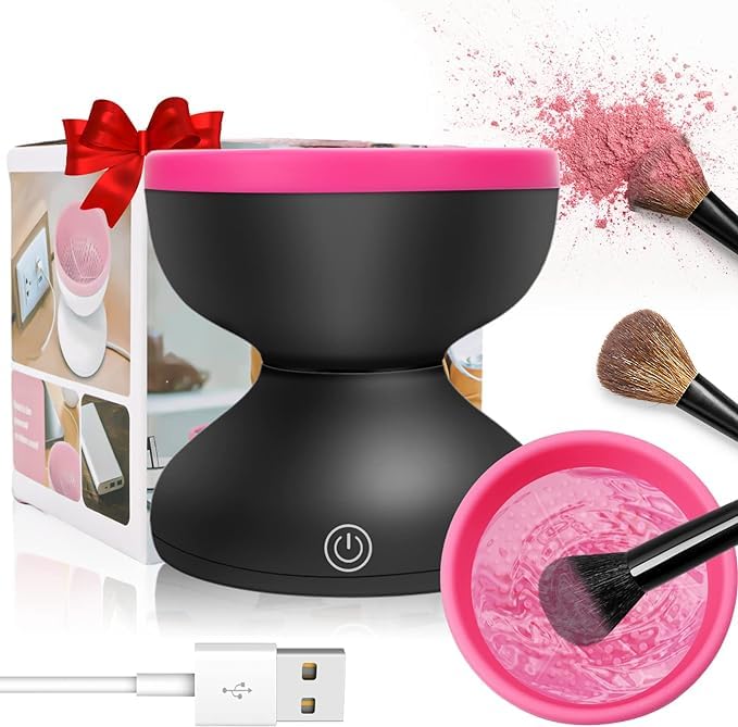 Riveira Makeup Brush Cleaner Machine Electric Makeup Brush Cleaner Cleanser Machine for All Size Beauty Makeup Brush Set Liquid Foundation Contour Eyeshadow Blush Brush - Image 1
