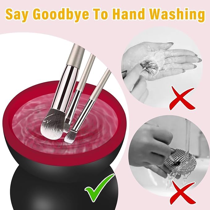 Riveira Makeup Brush Cleaner Machine Electric Makeup Brush Cleaner Cleanser Machine for All Size Beauty Makeup Brush Set Liquid Foundation Contour Eyeshadow Blush Brush - Image 4