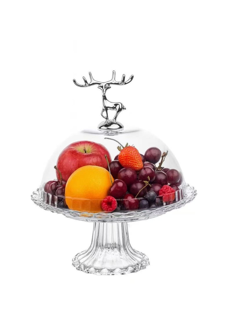 Elegant dessert and fruit bowl with glass base and acrylic lid, 18.5 cm tall - Image 2
