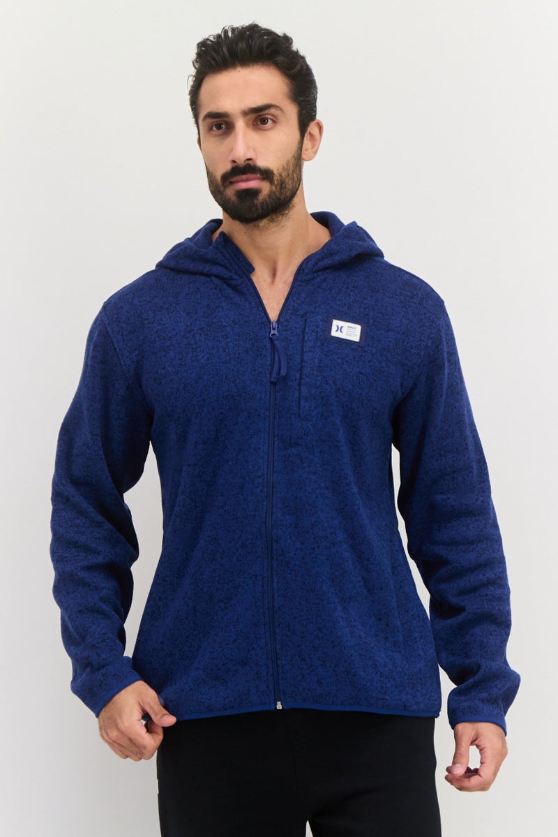 Hurley Men Hooded Long Sleeve Brand Logo Sweatshirt, Navy - Image 1