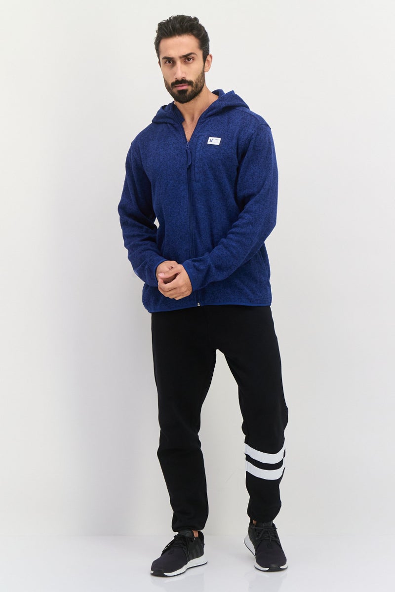 Hurley Men Hooded Long Sleeve Brand Logo Sweatshirt, Navy - Image 4