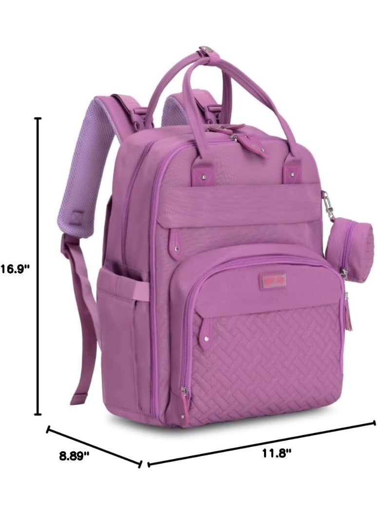 BabbleRoo Diaper Bag Backpack - Baby Essentials Travel Tote - Multi Function Water Resistant Diaper Bag, Travel Essentials Baby Bag with Changing Pad, Stroller Straps & Pacifier Case - Unisex, Purple - Image 4