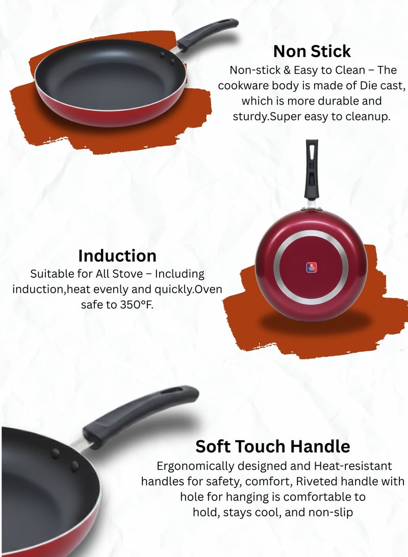 British Chef Aluminum 28cm Frypan Strong Aluminum Body With Non-Stick Coating And Safe Bakelite Handle, BC193 - Image 3