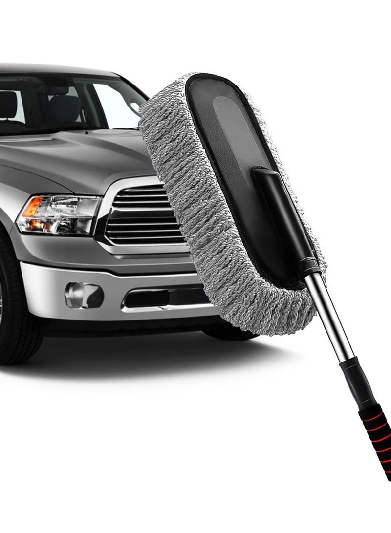 Beauenty Car Duster - Extendable Long Handle Microfiber Car Duster, Scratch-Free Exterior Car Cleaning Tool, Dust Brush for Trucks, Pickups,  Motorcycles, and More, Gray. - Image 1