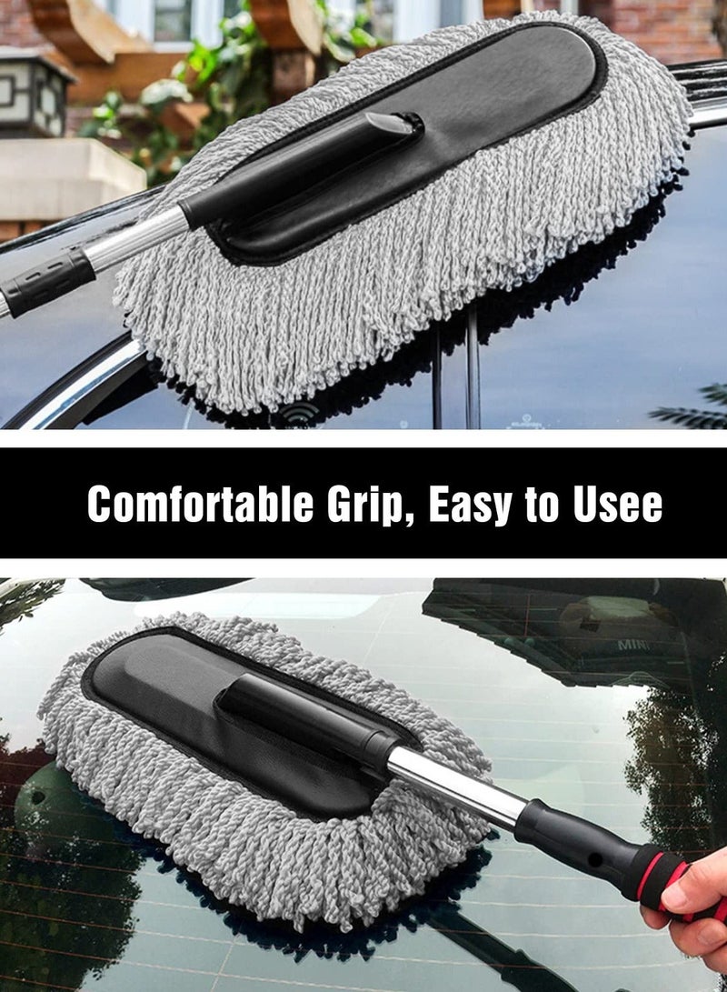 Beauenty Car Duster - Extendable Long Handle Microfiber Car Duster, Scratch-Free Exterior Car Cleaning Tool, Dust Brush for Trucks, Pickups,  Motorcycles, and More, Gray. - Image 4