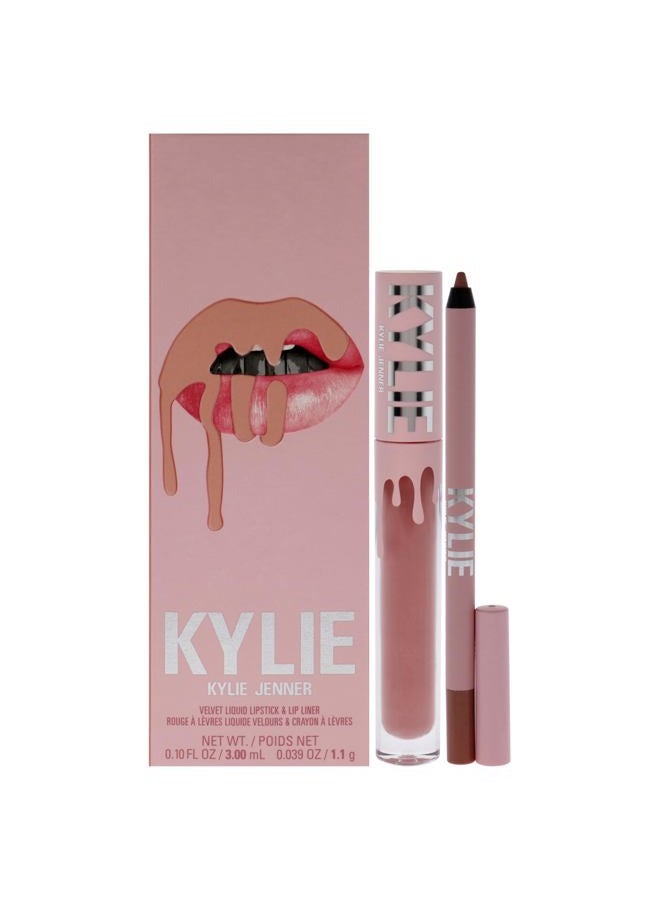 Kylie مجموعة شفاه كايلي من كايلي جينر: أحمر شفاه سائل 3 مل + محدد شفاه 1.1 جرام - # 700 بار - Image 1