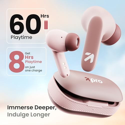 GOBOULT Y1 Pro Ear Buds Wireless 60H Playtime, 4 Mics Calling, 45ms Low Latency Gaming, Made in India,13mm Bass Driver Earbuds Buds TWS Bluetooth Wireless Earphone (Candy Cane) - Image 3
