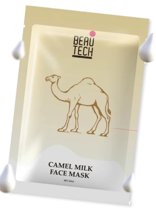 BeauTech - Camel Milk Face Mask – Moisturizing, Anti-aging, Hydrating Facial Sheet Mask – Pack of 5, Suitable for All Skin Types - Image 1