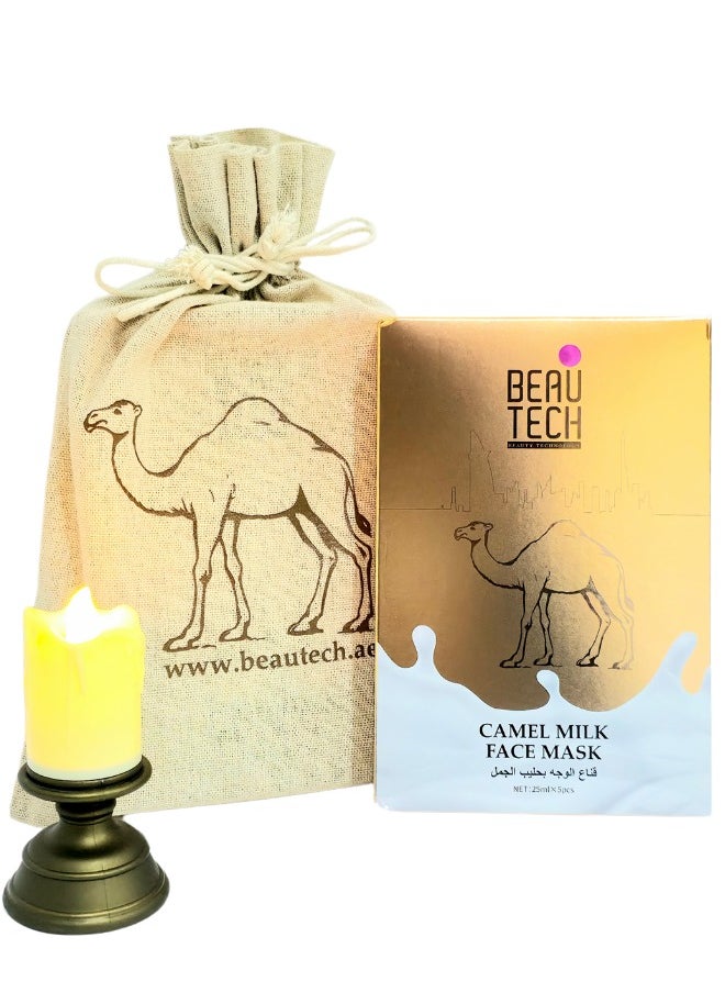 BeauTech - Camel Milk Face Mask – Moisturizing, Anti-aging, Hydrating Facial Sheet Mask – Pack of 5, Suitable for All Skin Types - Image 1