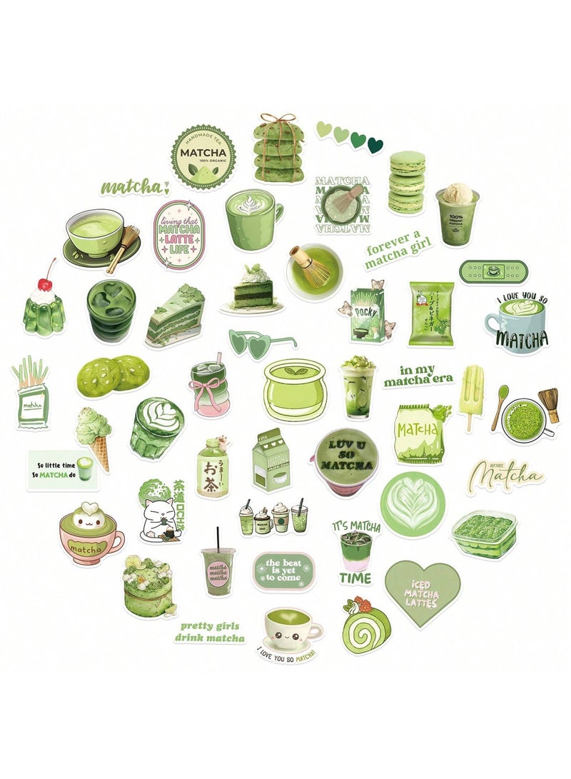 50 Pcs Matcha Cartoon Graffiti Stickers-Green Tea Vinyl Stickers | Waterproof, Reusable Self-Adhesive Cute Cartoon Matcha/Matcha Latte Decals for Laptop, Phone, Water Bottle, Notebook, Scrapbooking, Planner, DIY Crafts, School Supplies & Travel Luggage - Image 3