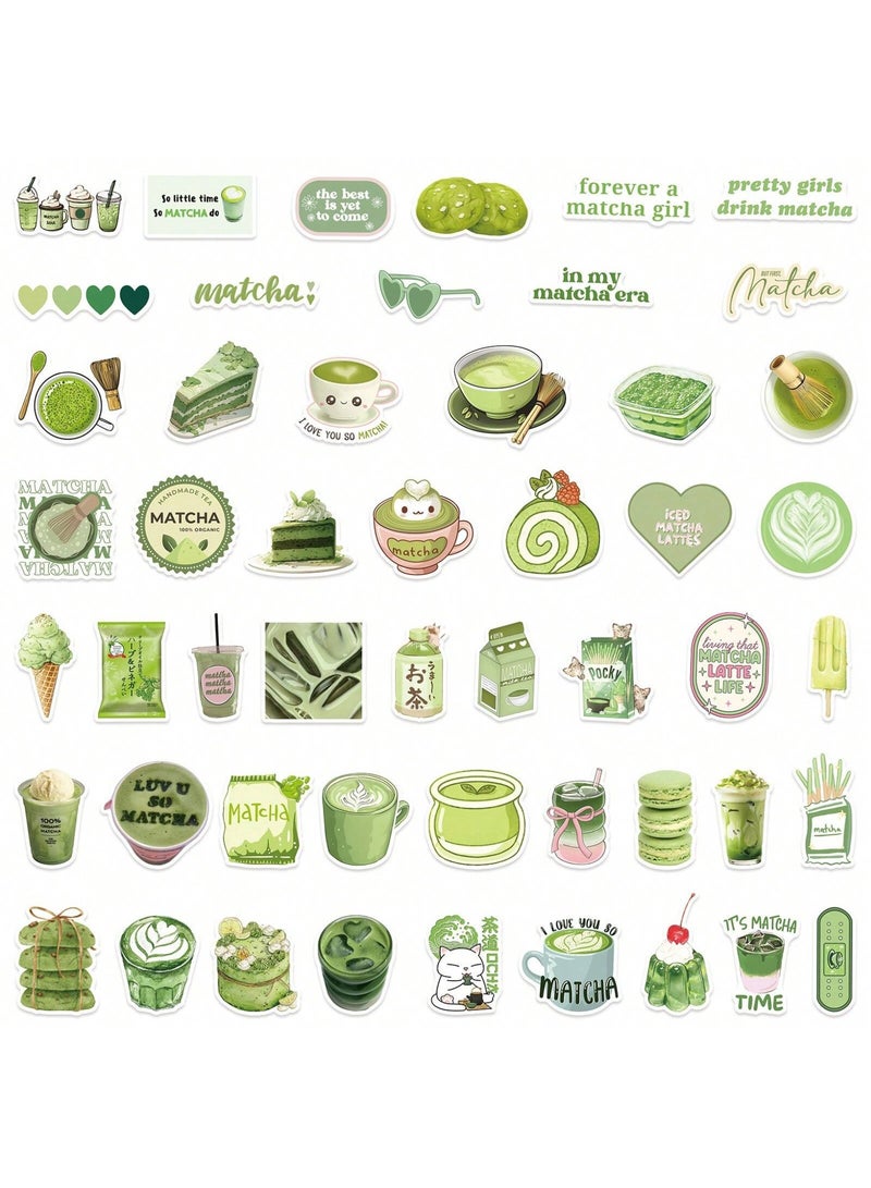 50 Pcs Matcha Cartoon Graffiti Stickers-Green Tea Vinyl Stickers | Waterproof, Reusable Self-Adhesive Cute Cartoon Matcha/Matcha Latte Decals for Laptop, Phone, Water Bottle, Notebook, Scrapbooking, Planner, DIY Crafts, School Supplies & Travel Luggage - Image 2