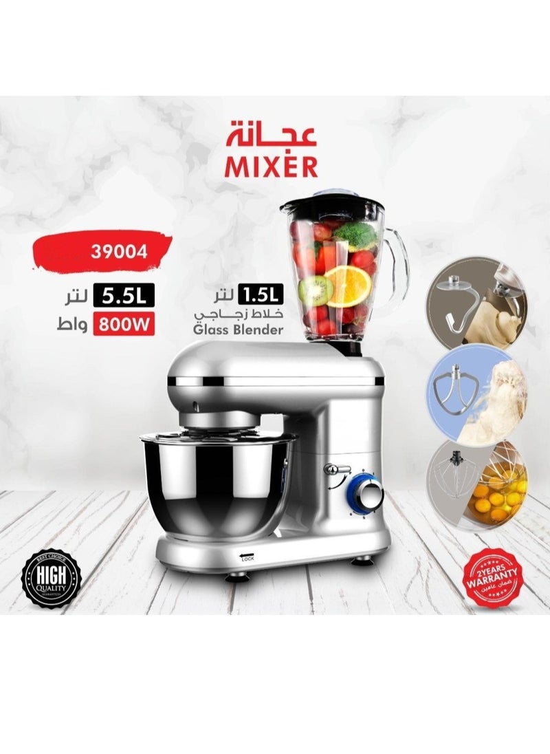 5.5L Electric Stand Mixer 1.5L Blender Combo with LED Display 6-Speed Precision Control Cooper Motor Model 39004B
