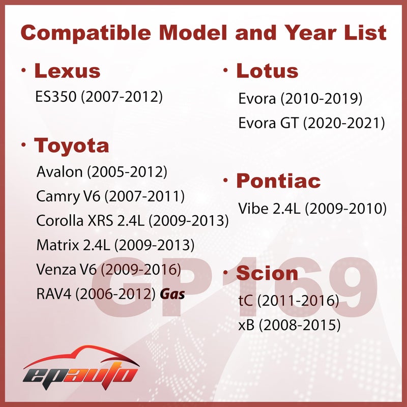 EPAuto GP169 (CA10169) Engine Air Filter, Replacement for Toyota Camry V6, Avalon, RAV4, Matrix, Venza, Corolla XRS, Scion tC, xB, Lexus ES350, Pontiac Vibe 2.4L â€“ Fits Select Models 2005-2016 - Image 2