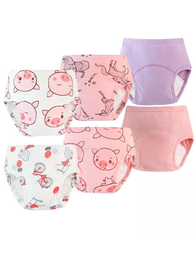 Beauenty 6 Packs Potty Training Underwear for Girls 100% Cotton Absorption Padded Toilet Training Panties for Toddler Girls 2T-3T Leakproof Reusable Kid Confident Pee Pants - Image 1