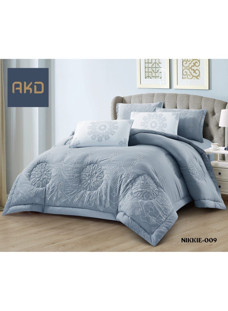 Nephrine embroidered microfiber quilt bedding set/8 pieces/king size 220*240 cm
