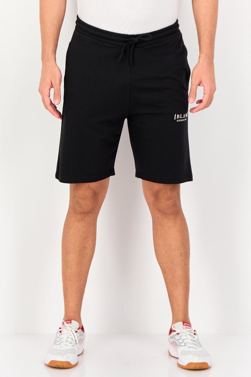 Blank Essentials Men Brand Logo Basic Shorts, Black - Image 1