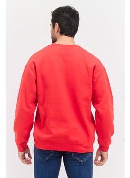 Peanuts Men Crew Neck Long Sleeves Graphic Sweatshirt, Red  - Image 3