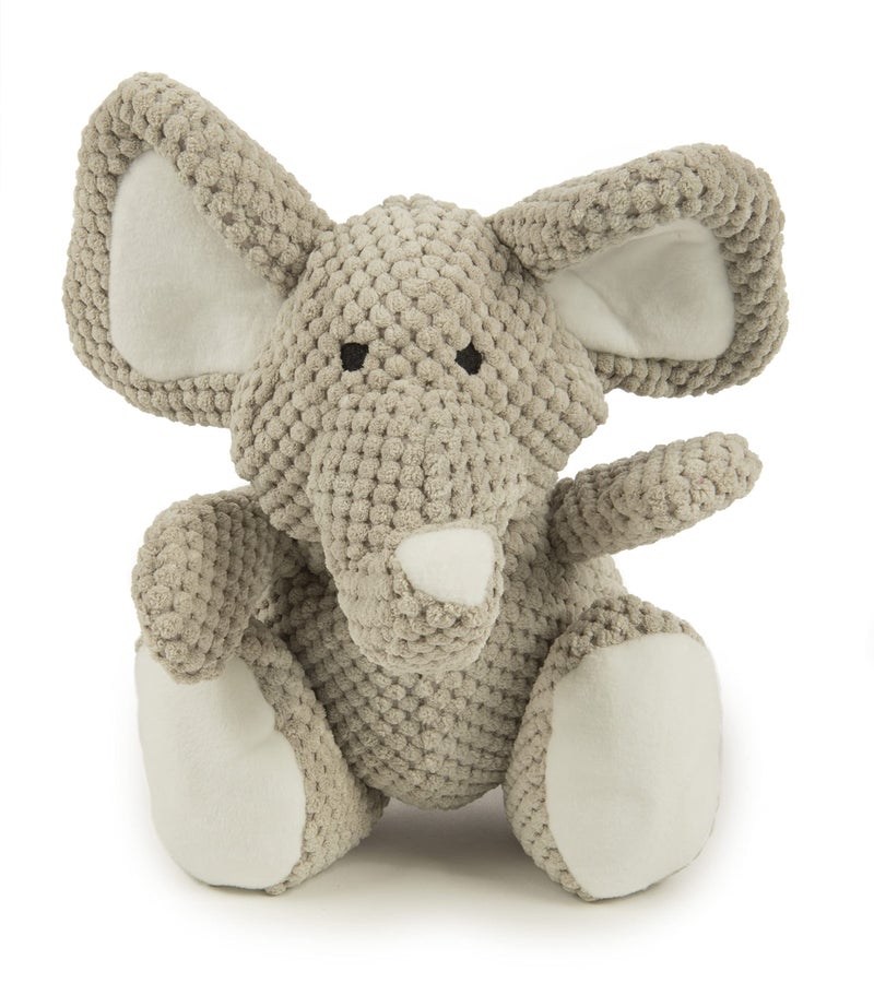 goDog Checkers Elephant Squeaky Plush Dog Toy, Chew Guard Technology - Gray, Large - Image 1
