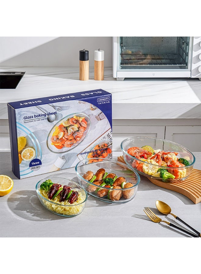 3-Pieces Tempered Glass Bakeware Set, Glass Baking Dish Set, Baking Pan for Oven, Dishwasher Safe - Image 5