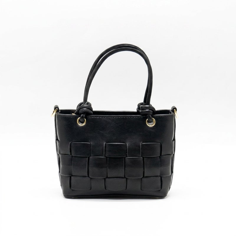 Fourteen Women's Faux Leather Woven Tote Bag - Black - Image 1