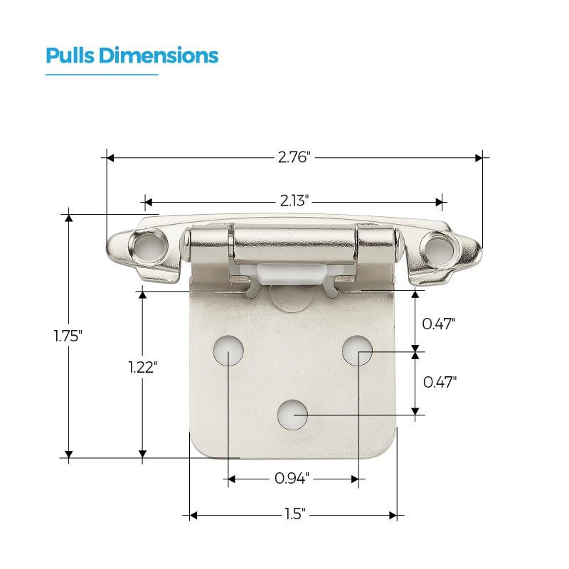 Ravinte Hardware 10 Pack (5 Pairs) 1/2 Inch Insert Kitchen Cabinet Hinges, Satin Nickel Self Closing Hinges For Kitchen Cabinet Doors, Semi-Concealed Cupboard Hardware, Face Mount Hardware, Silver - Image 5