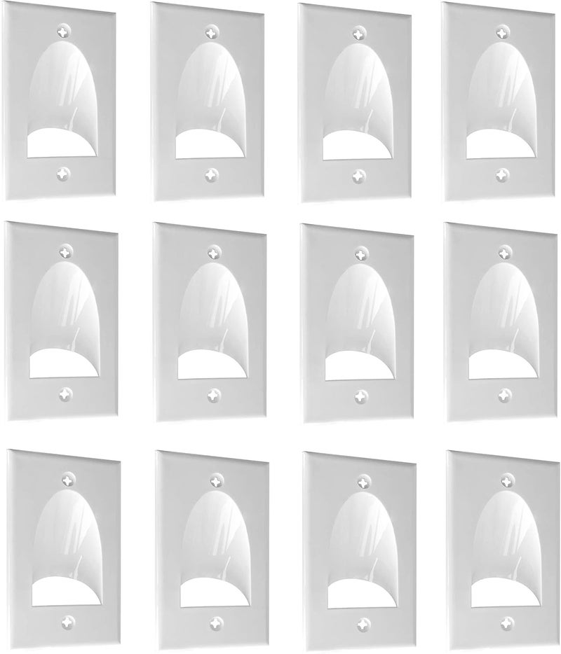 Best Mounts BestMounts - 12 Pack Inner Nose Behind Wall Cable Management TV Cord Hider for Wall Mounted TV - Single Gang Low Voltage Recessed Wall Plates Cable Pass Through for Wires, HDTV, HDMI (White) - Image 1