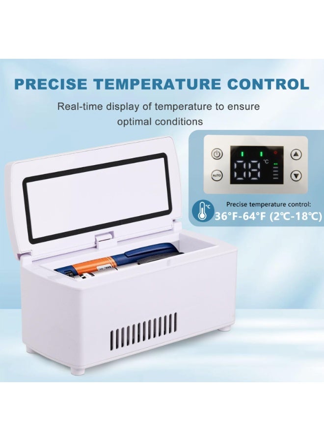 WALALLA Large Capacity Insulin Refrigerator, Portabl Mini LED Refrigerated Medicine Refrigerator at 2-8 ° C, Medicine Small Travel Box,with 2 extra 10200mAh portable lithium batteries and a carrying bag,USB Chargerable - Image 2